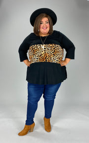 29 CP-B{Form Of Greatness} Black Animal Contrast Top EXTENDED PLUS SIZE 3X 4X 5X