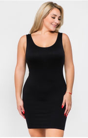 TK- {Better Shape Up} X-Long BLACK Spandex Shaper Tank