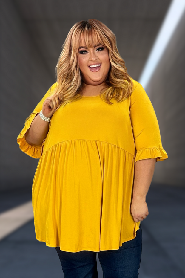 27 SQ-D {Best In Basic} Mustard Buttersoft Babydoll Tunic CURVY BRAND!!!  EXTENDED PLUS SIZE 4X 5X 6X