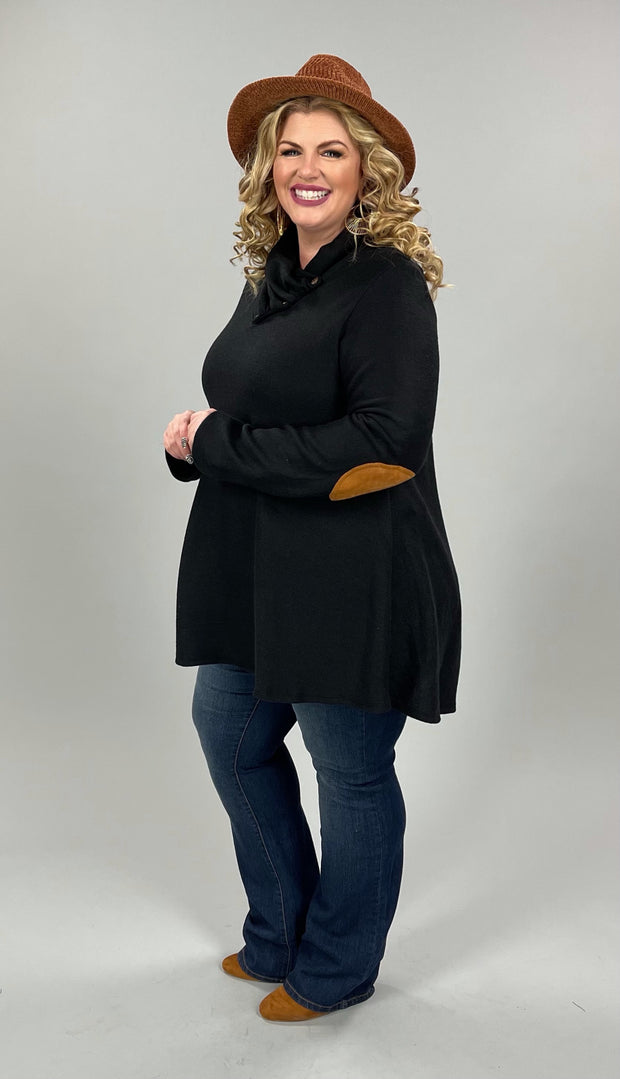 63 OR 36 SD-D {Got My Attention} Black Detail Neck Top PLUS SIZE 1X 2X 3X