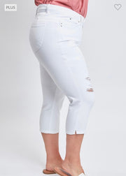 BT-Q {Royalty For Me} White Ripped Capri Jeans EXTENDED PLUS SIZE 14 16 18 20 22 24