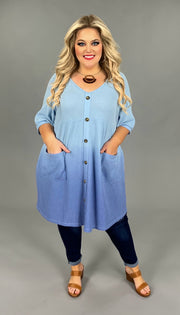 PSS-E {Atmosphere} "UMGEE" Sale! Blue Gradient Babydoll Dress PLUS SIZE XL 1X 2X