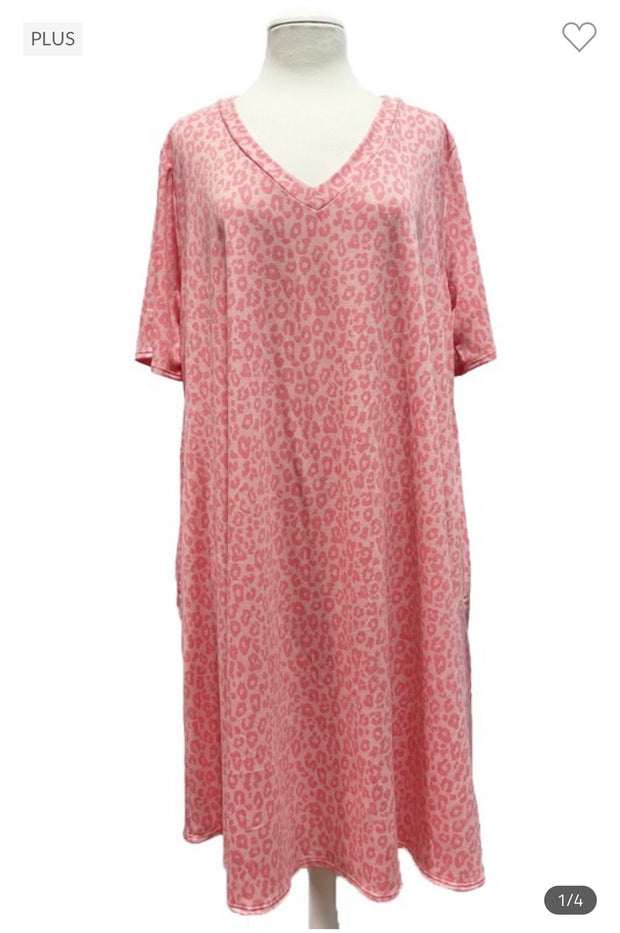 30 PSS-R {Sassy Spots} Pink Animal Print Dress EXTENDED PLUS 3X 4X 5X