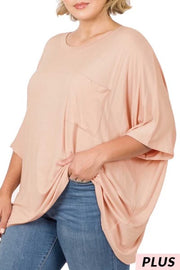 27 SSS-C {Basically Perfect} Dusty Blush Pocket Top PLUS SIZE 1X 2X 3X