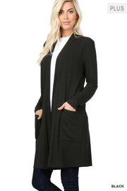 63 OT-F {Worth A Mention} Black Cardigan w/Pockets  PLUS SIZE 1X 2X 3X