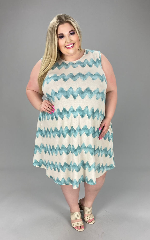 32 SV-A {Endless Ideas} **SALE**  Ivory Printed Sleevelss Dress EXTENDED PLUS SIZE 3X 4X 5X