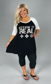 26 GT-E {Keeping It Real} Ivory/Black Tee CURVY BRAND!! EXTENDED PLUS SIZE 1X 2X 3X 4X 5X 6X