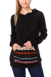 23 HD-E {Waiting On Forever}  Black Aztec Pocket Hoodie PLUS SIZE XL 2X 3X