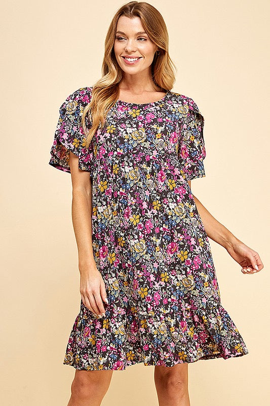 28 PSS-M {Flower Up} SALE!! Multi-Color Babydoll Dress PLUS SIZE XL 2X 3X