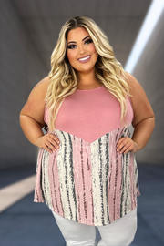 26 SV-A {New Beginnings} Pink Ivory Grey Print Top CURVY BRAND!!!  EXTENDED PLUS SIZE 4X 5X 6X