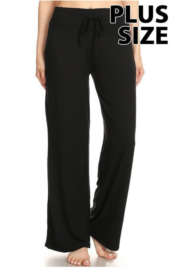 LEG-21 (Be There Soon) Black Drawstring Wasitband Pants Plus Size