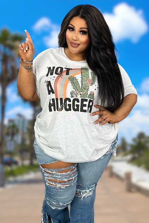 27 GT-K {Not A Hugger} Grey Cactus Print Graphic Tee PLUS SIZE 2X 3X