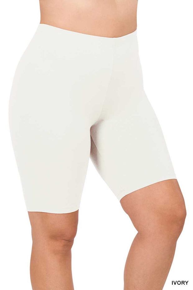 LEG -98   {Adventure Unlimited} Ivory Biker Shorts PLUS SIZE 1X 2X 3X