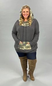 23 HD-G {Catch Some Love}  Grey Camo Contrast Hoodie PLUS SIZE XL 2X 3X