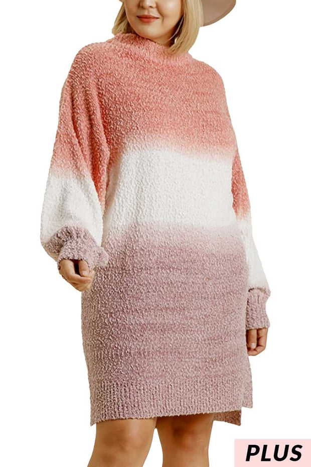 23 PLS-G {Lady Like} Umgee Peach Sweater Dress SALE!! PLUS SIZE XL 1X 2X