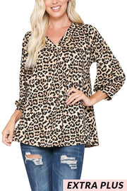 PLS-X {Daytime Prowl} ***FLASH SALE***Tan Black Leopard V-Neck Tunic BUTTER SOFT EXTENDED PLUS SIZE 4X 5X 6X