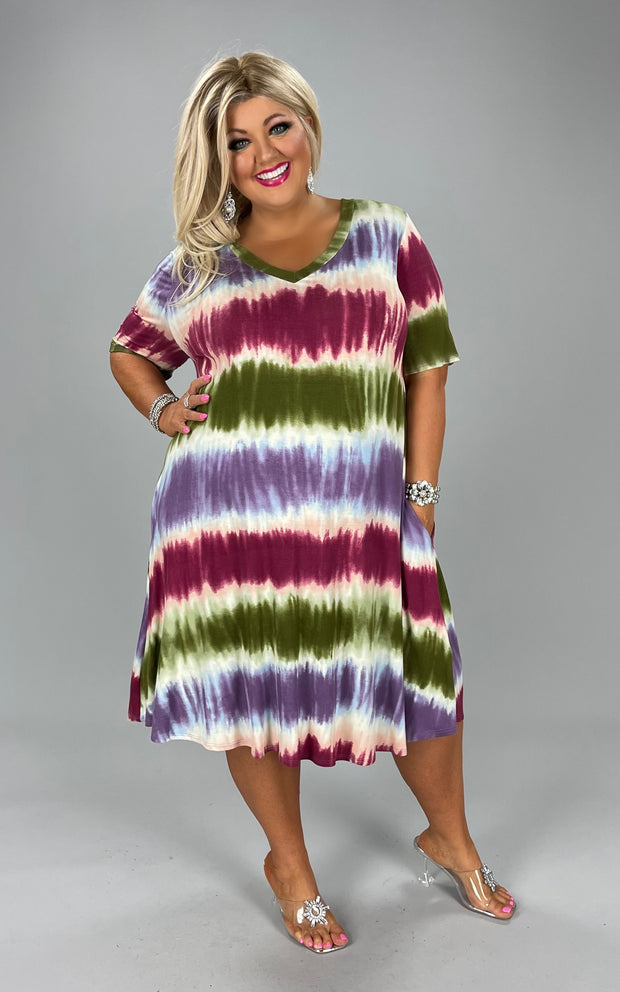 29 PSS-N {Catch The Wave} Purple/Multi Tie Dye Dress EXTENDED PLUS SIZE 3X 4X 5X