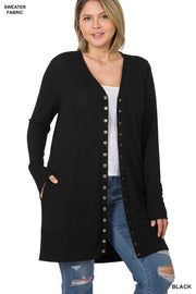 20 OT-B {Cute As A Button} Black Button Up Cardigan PLUS SIZE 1X 2X 3X