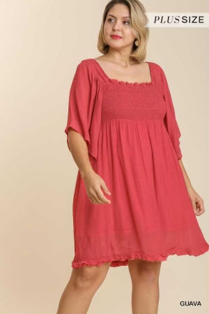 19 SQ-B {Pure Sweetness}  UMGEE Rose Smocked Dress PLUS SIZE XL 1X 2X