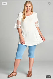 96 SD {Wait For It} OFF WHITE Top w/Sleeve Detail PLUS SIZE 1X 2X 3X