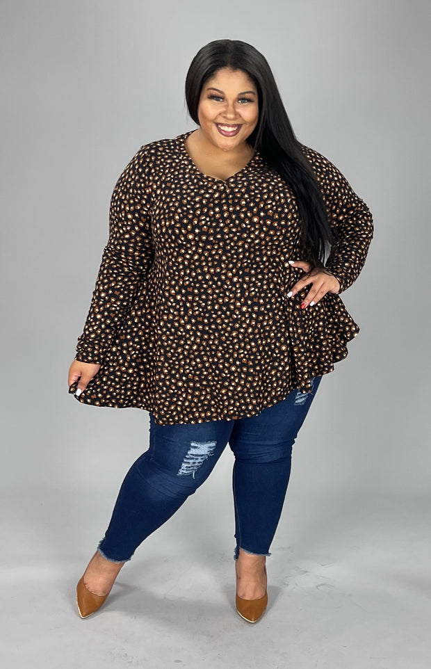 96 PLS-Y {Be Happy} Black Animal Print V-Neck Top EXTENDED PLUS SIZE 3X 4X 5X