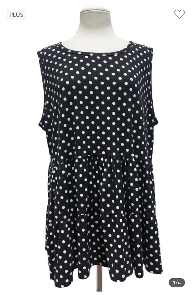 30 SV-B {Spots of Love} Black Polka Dot***SALE*** Tunic EXTENDED PLUS 3X 4X 5X