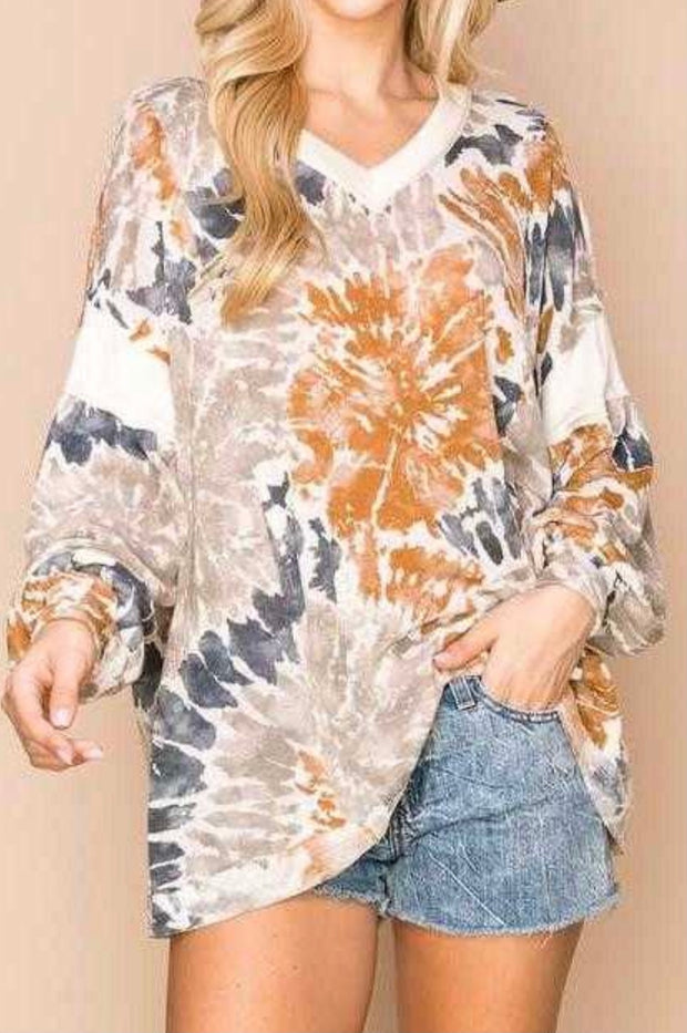 59 OR 26 CP-C {Tell Me Everything} Camel Print Top PLUS SIZE 1X 2X 3X