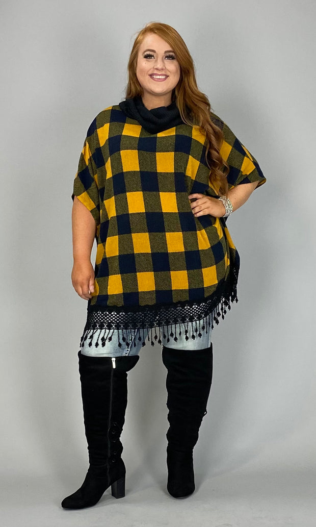 15 PSS-B {Cloak Me In Plaid}  Mustard/Black Plaid Top PLUS SIZE 1X 2X 3X