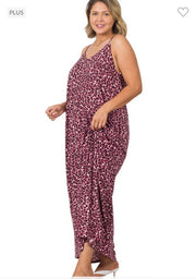 LD-L {Unstoppable} Cranberry Leopard Print Maxi Dress PLUS SIZE 1X 2X 3X