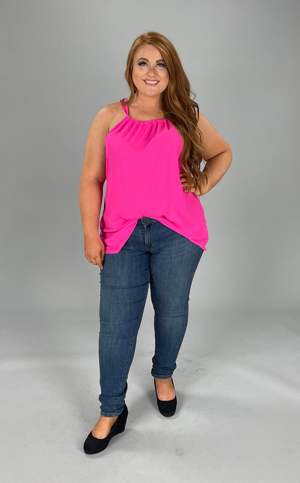 27 SV-C {Showing Out} Fuchsia Sleeveless Top PLUS SIZE 1X 2X 3X