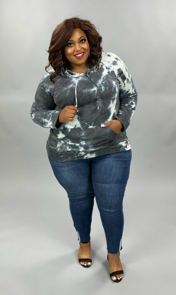 HD-Z {Make It Mine} Charcoal Tie Dye Hoodie PLUS SIZE XL 2X 3X