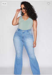 BT-N {YMI} Light Blue High Rise Flare Jeans PLUS SIZE 14 16 18 20