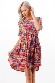 30 PSS-D {Sweet as a Flower} Magenta Floral Babydoll Dress PLUS SIZE 1X 2X 3X