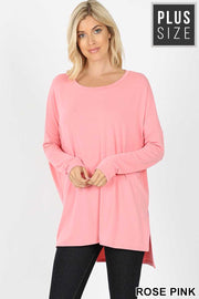 59 OR 25 SLS-C {A Step Back}  Baby Pink Long Sleeve Top PLUS SIZE XL 2X 3X