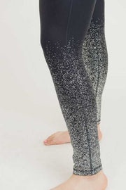 BIN 99 {Midnight Sparkle} Black Leggings With Silver Foil Detail PLUS SIZE XL 1X 2X 3X