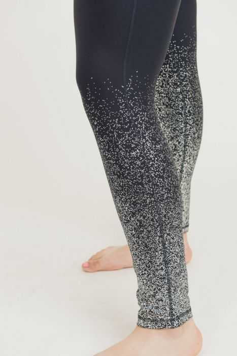 BIN 99 {Midnight Sparkle} Black Leggings With Silver Foil Detail PLUS SIZE XL 1X 2X 3X