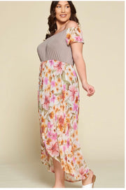 FLASH SALE!! RP-C {Sheer Goddess} Olive Sheer Tan Floral Overlay PLUS SIZE 1X 2X 3X SALE!!