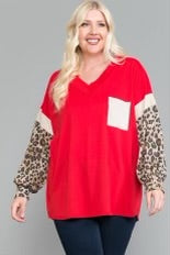 31 CP-R {Unmatched Potential} Red Leopard Top w/Gold Lame' CURVY BRAND!!!  EXTENDED PLUS SIZE 4X 5X 6X