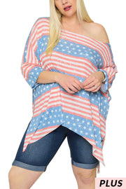 FLASH SALE!! 72 GT-A {Proud To Be}  Striped Flag Graphic Tee Plus Size 1X 2X 3X