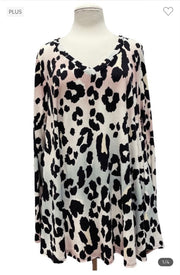 45 PLS-U {Keeping My Cool} Multi-Color Leopard Print Top EXTENDED PLUS SIZE 3X 4X 5X