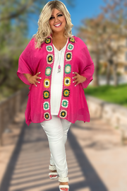 40 OT-A {Maybe Some Day} Umgee  SALE!! Hot Pink Kimono PLUS SIZE XL/1X  1X/2X