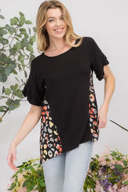 33 CP-J {Touch of Spots} Black Multi Animal Contrast Top PLUS SIZE 1X 2X 3X***SALE***