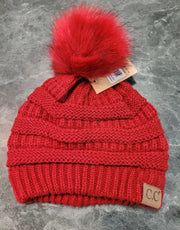 BIN-67-H C.C. Beanie With Fur Ball