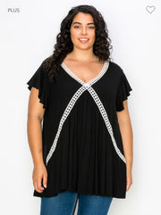 76 CP-C {From One Curvy To Another} Black V-Neck Top ***SALE***CURVY BRAND!!!  EXTENDED PLUS SIZE 3X 4X 5X 6X