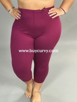 LEG-21 {Get On Up} Wine Butter Soft Capri Leggings EXTENDED PLUS SIZE 3X - 5X