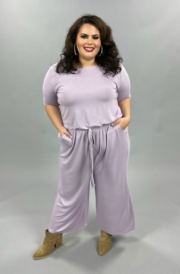 RP-L {Jump For Joy} Dusty Lilac Jumpsuit with Tie Neck/Elastic Waist PLUS SIZE 1X 2X 3X ***FLASH SALE***