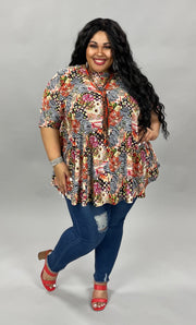 27 PSS-Z {Wild And Beautiful} Fuchsia/Multi Zebra Print Top EXTENDED PLUS SIZE 3X 4X 5X