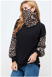 11 CP-A {Cat Ears} Leopard Black ***FLASH SALE*** Top With Mask  PLUS SIZE L XL 2X