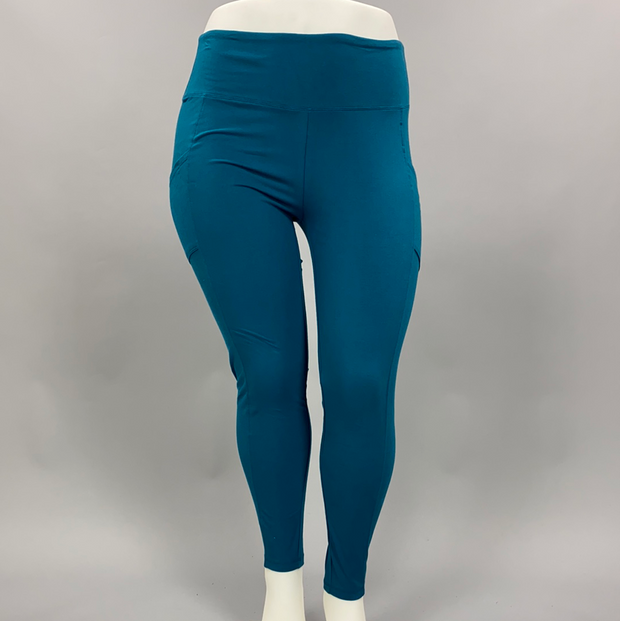 BIN 99  {Get It Done} Teal Cotton Leggings W/Pockets PLUS 1X 2X 3X