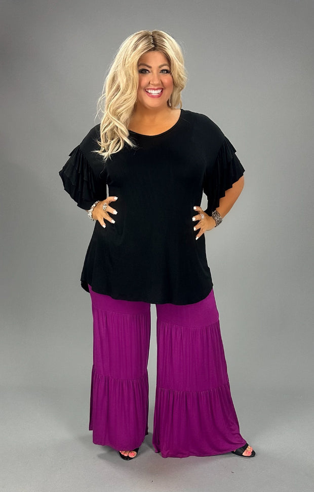 BT-I {Love Me Back} Magenta Tiered Pants PLUS SIZE XL 2X 3X